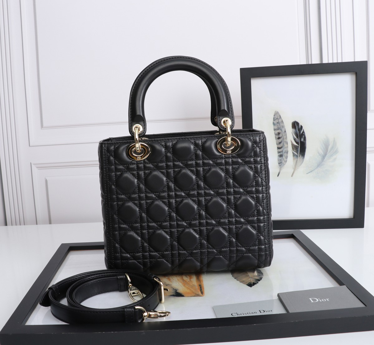 Medium Lady Dior Bag Black Cannage Lambskin